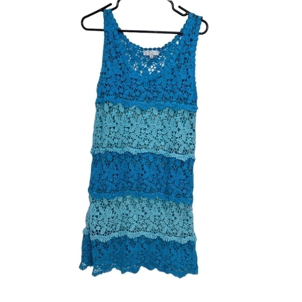 VINTAGE Crochet aqua bleu size small brand solitaire